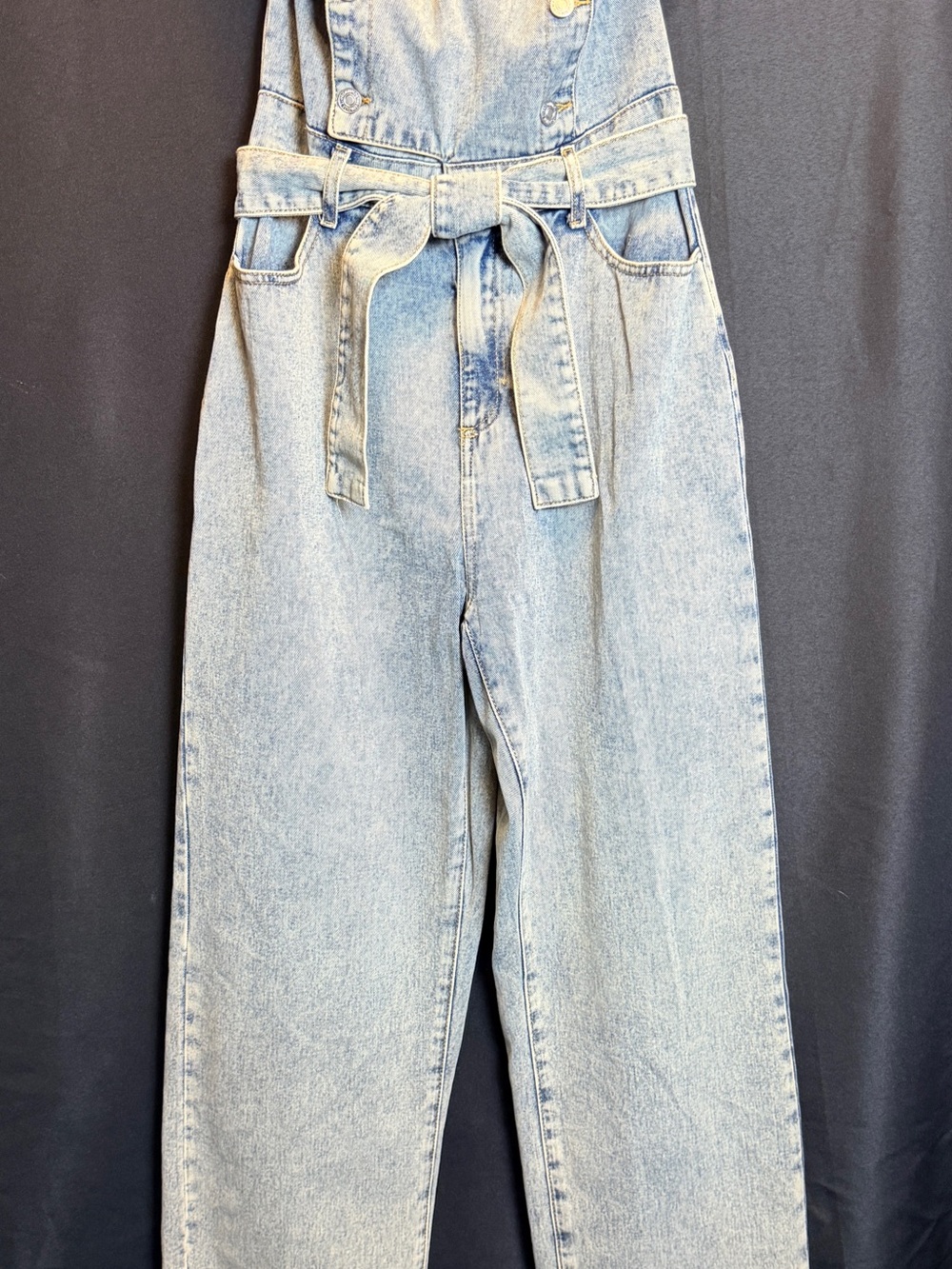 Forever 21 Light Blue Denim Tie-Waist Women's Overalls